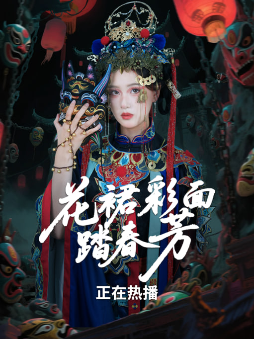 花裙彩面踏春芳